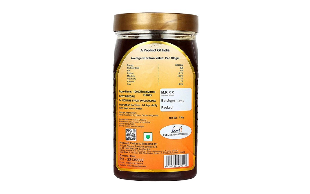 Superbee Eucalyptus Honey    Plastic Jar  1 kilogram